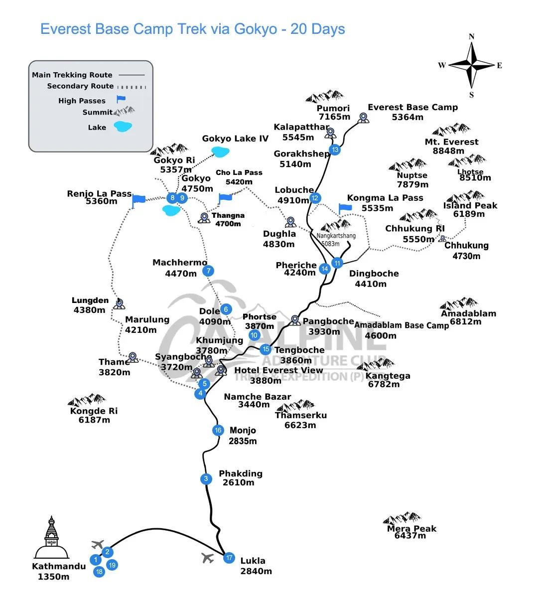Everest Base Camp Trek via Gokyo Map