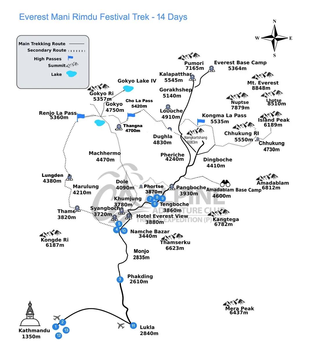Everest Mani Rimdu Festival Trek Map