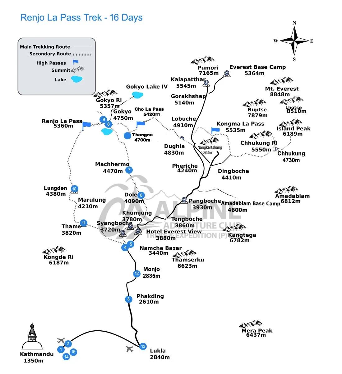 Renjo La Pass Trek Map