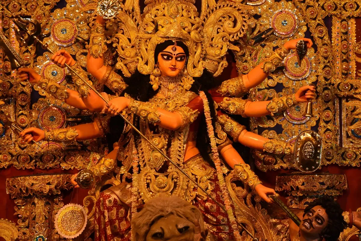 Sculpture of Goddess Durga Killing Mahishasura image-1200x800.webp
